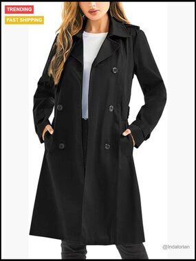 Waterproof Double Breasted Trench Coat with Removable Hood